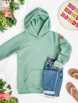 Tatum Textured Pullover Hoodie - Sea Green