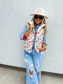 RTS~ Puffer Vest in Two Prints