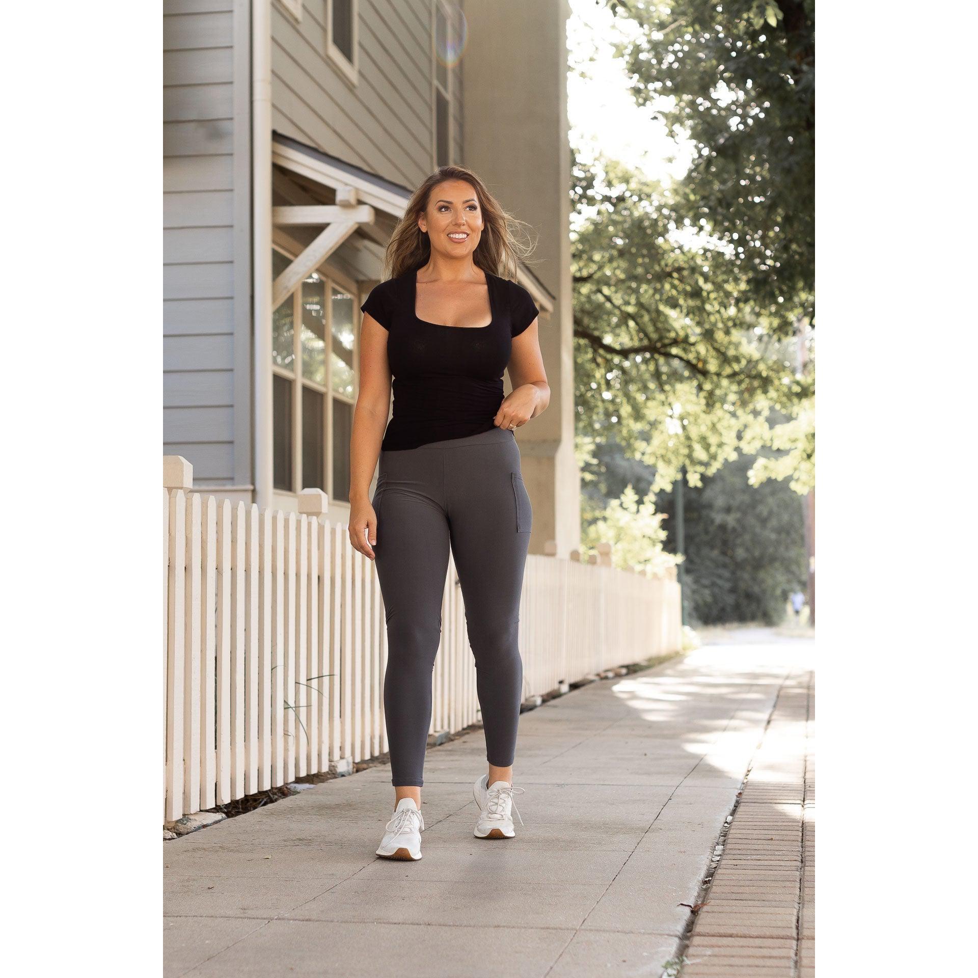 Ready to Ship | The Carmen - Charcoal Full Length Leggings with Pockets