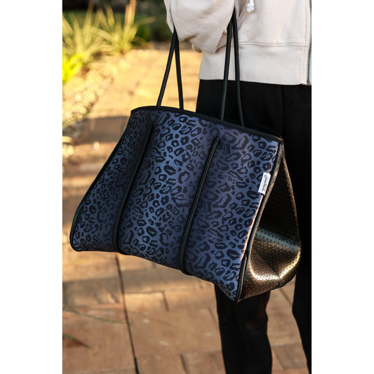 Ready To Ship | The Marissa - Black Leopard Neoprene Tote