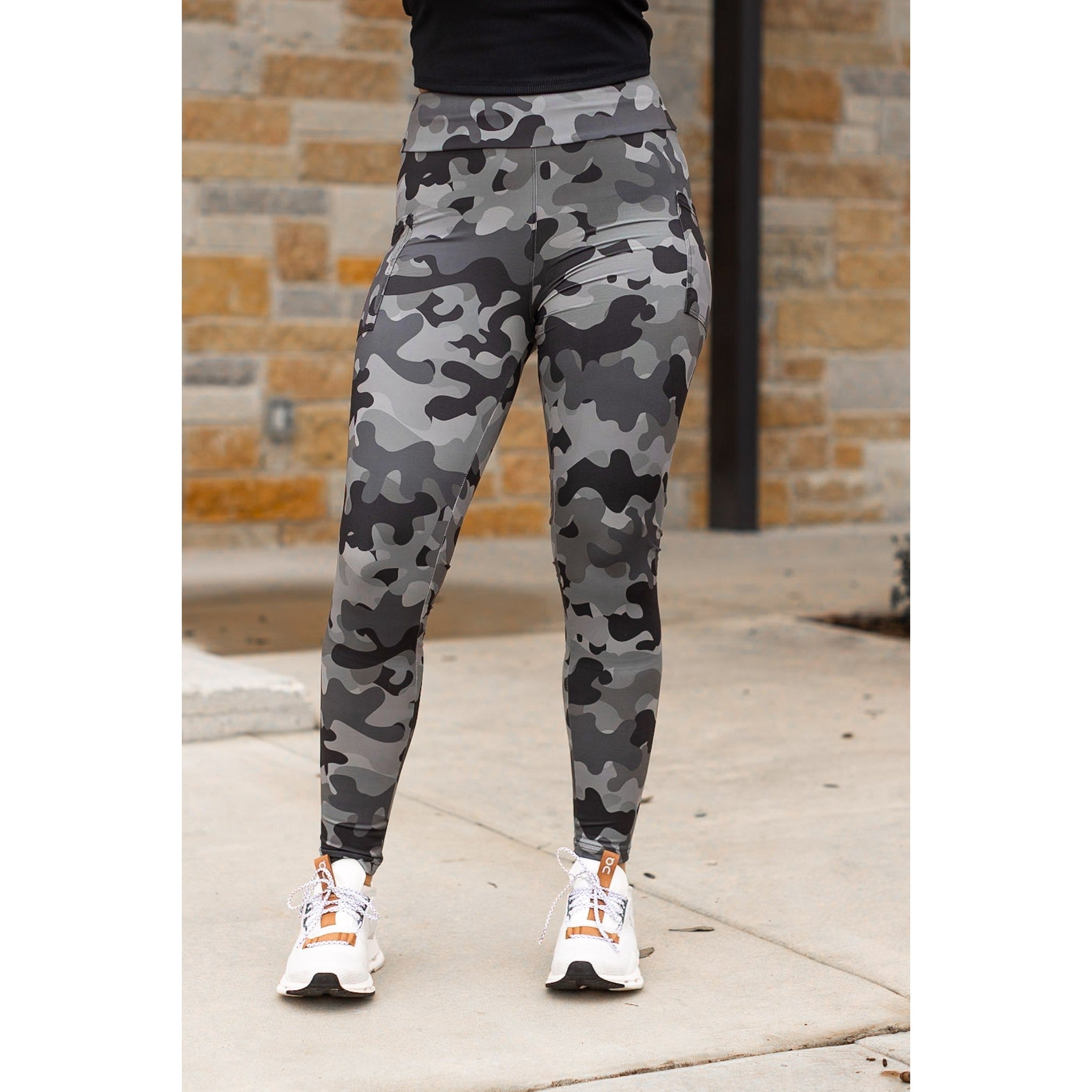 Julia Rose Ace camo full-length leggings, Women wearing Ace camo leggings high waisted