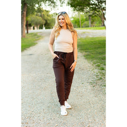 PreOrder | The Brinley - Brown Fleece Joggers
