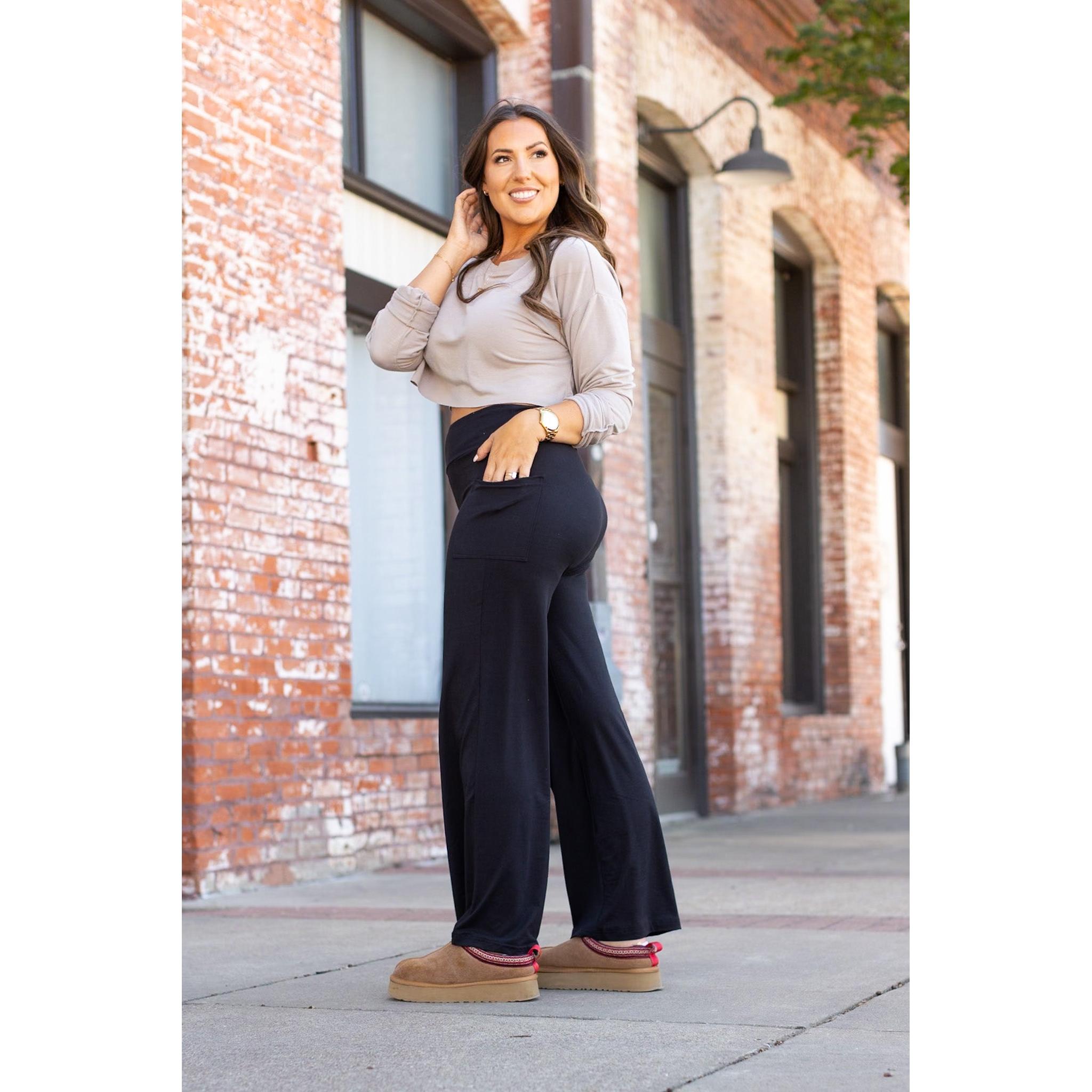 Ready to Ship | The Brooke - Black Wide Leg Full-Length with Pockets -