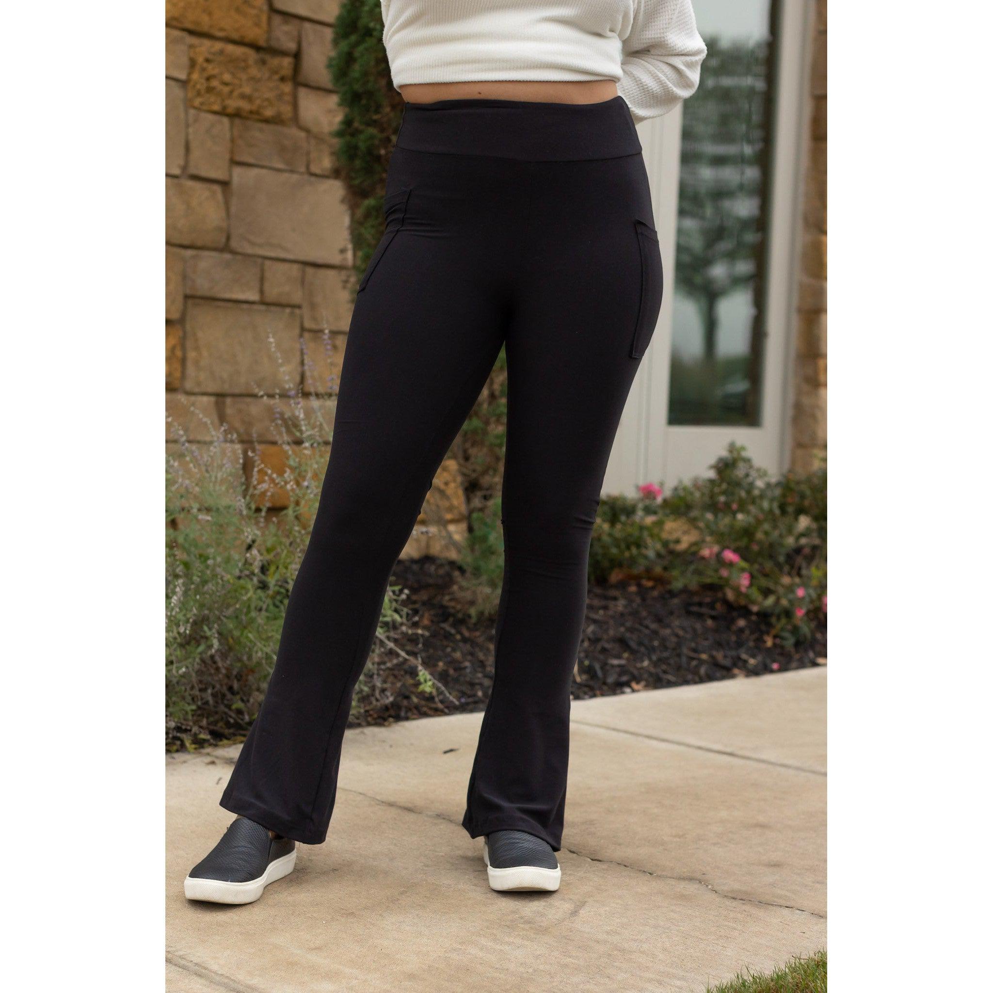 Ready to Ship | The Fiona - Black Flare Leggings WITH POCKETS