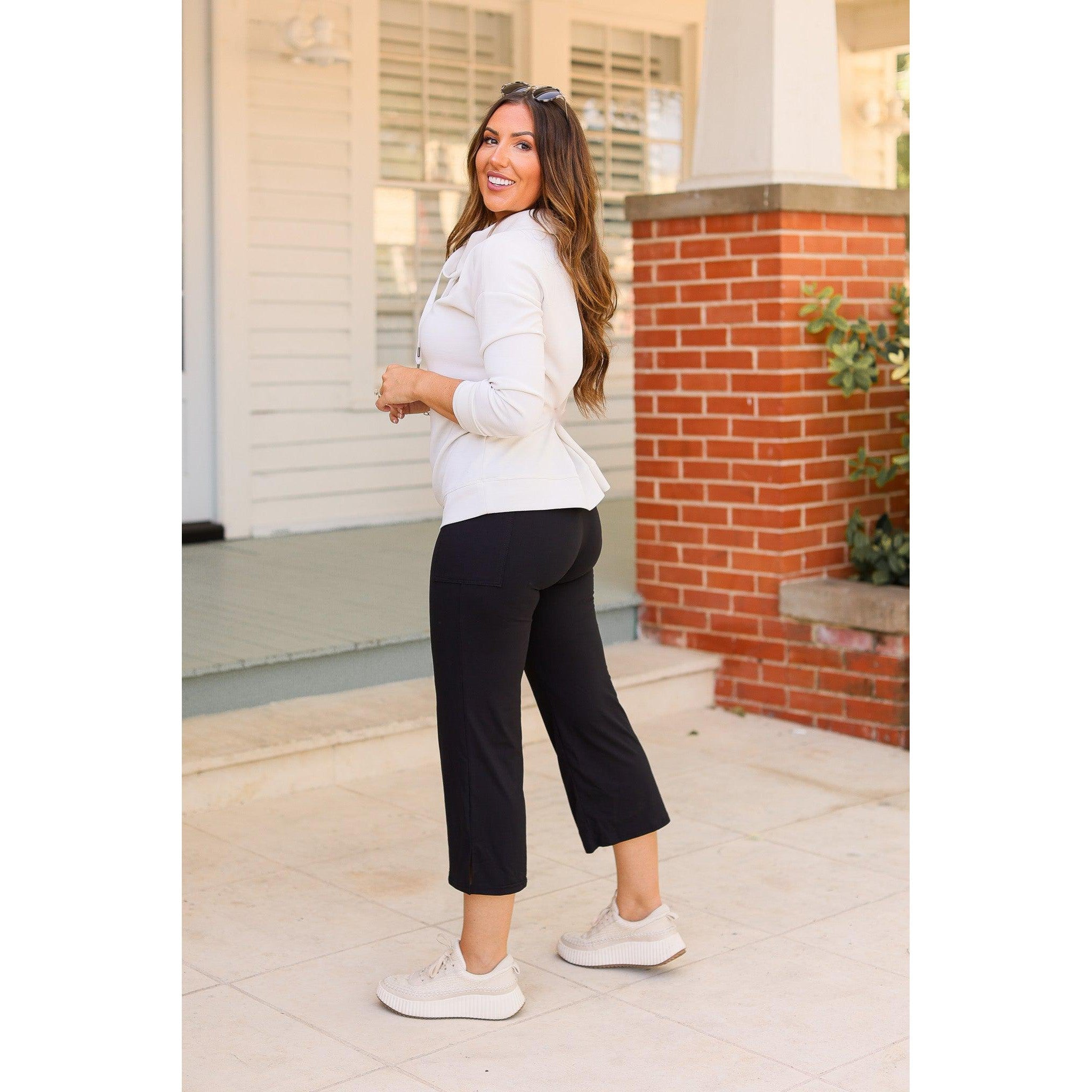 Julia Rose The Gabriella black high-waisted gaucho pants, Women wearing black gaucho pants high waisted