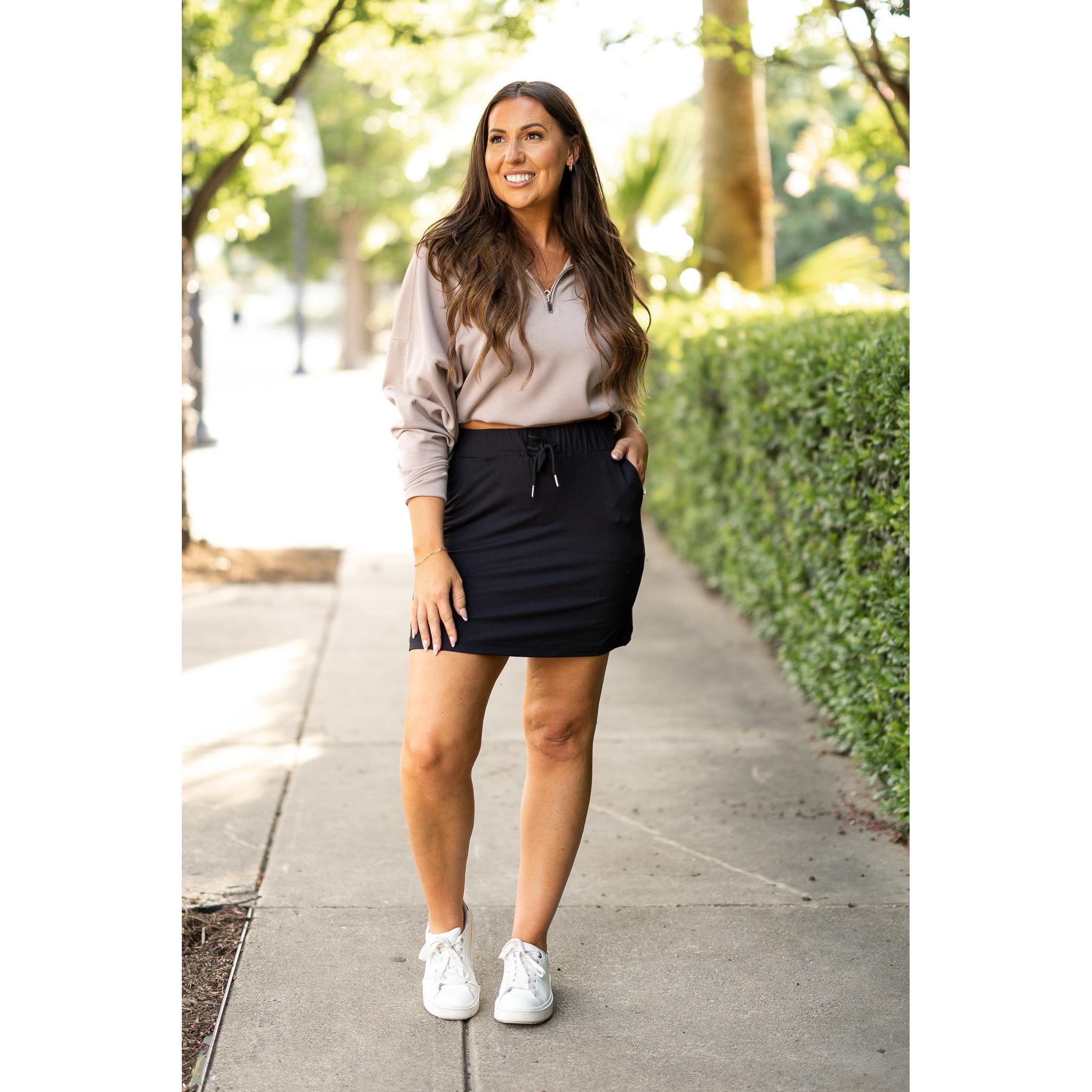 Julia Rose The Kristina black jogger skirt women’s sporty casual skirt