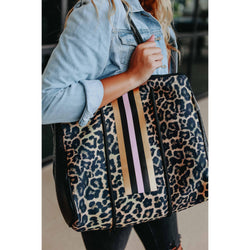 Ready to Ship  | The Sierra - Pink Stripe Leopard Neoprene Bag