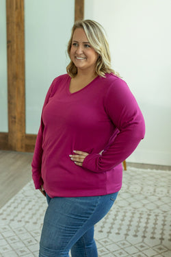 Leah Long Sleeve Top - Magenta