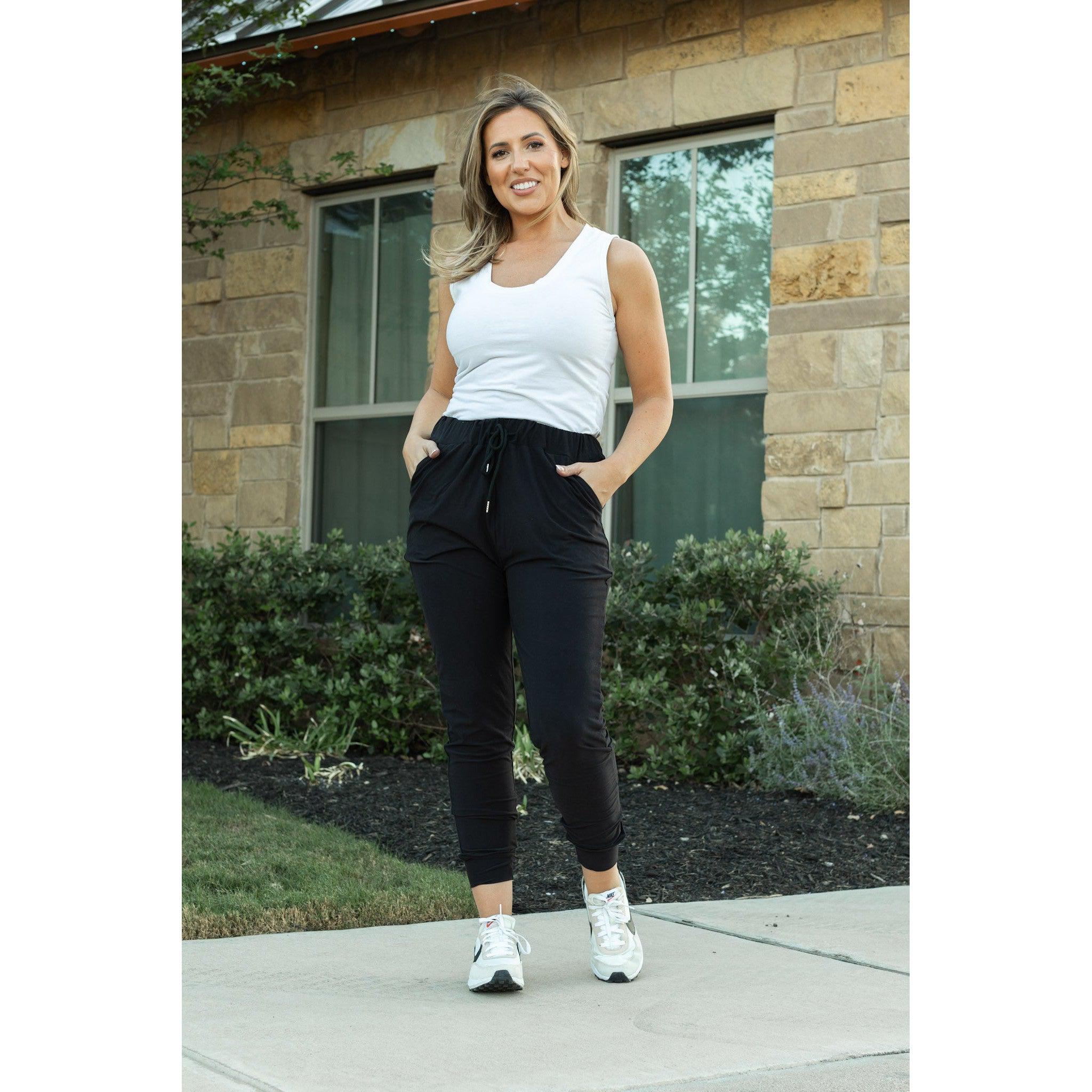 Julia Rose The Reagan black joggers, Women wearing black joggers Luxe Leggings by Julia Rose