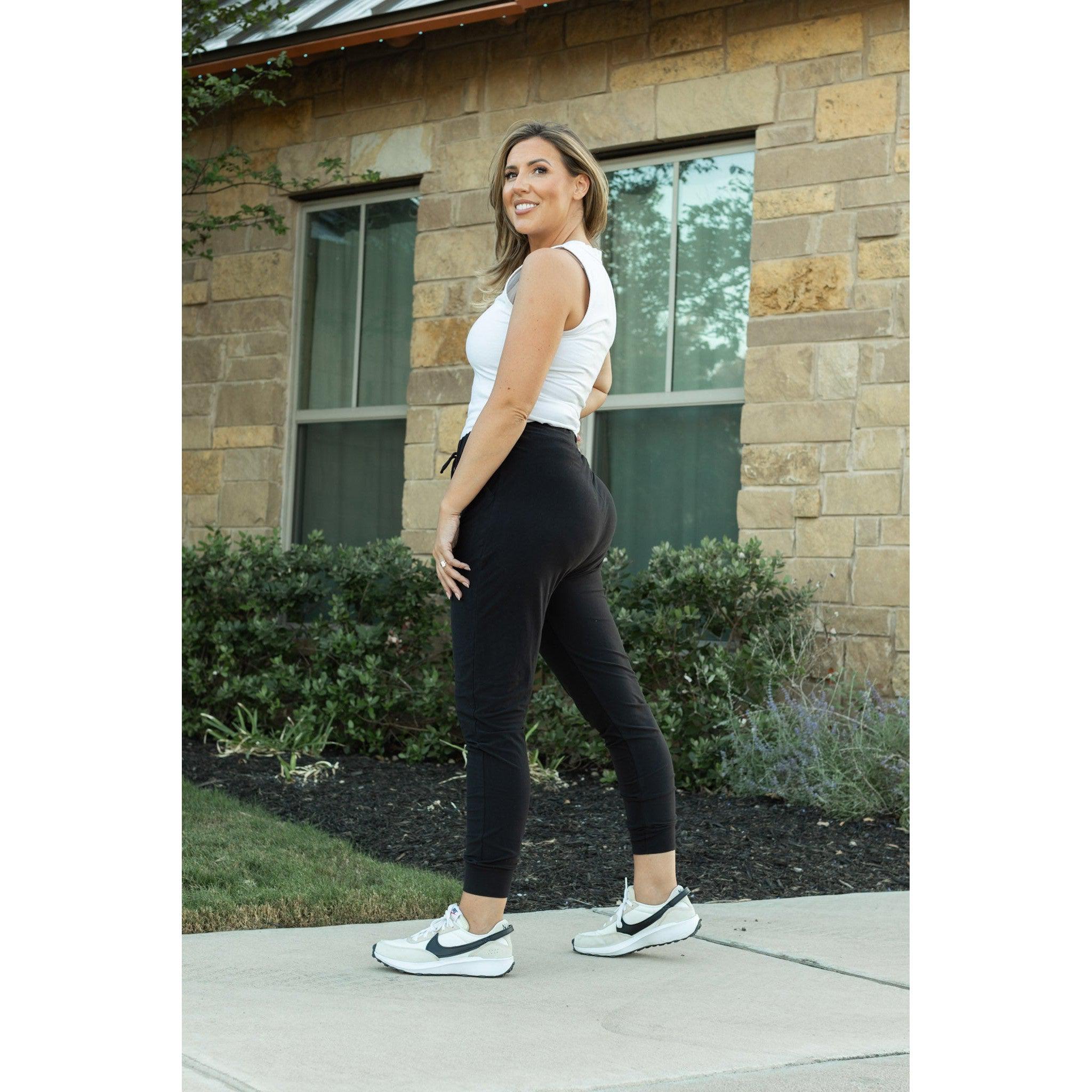 Julia Rose The Reagan black joggers, Women wearing black joggers Luxe Leggings by Julia Rose