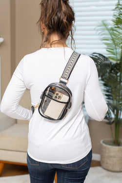 Clear Bag - Black Geometric Strap | Women's Crossbody Bag