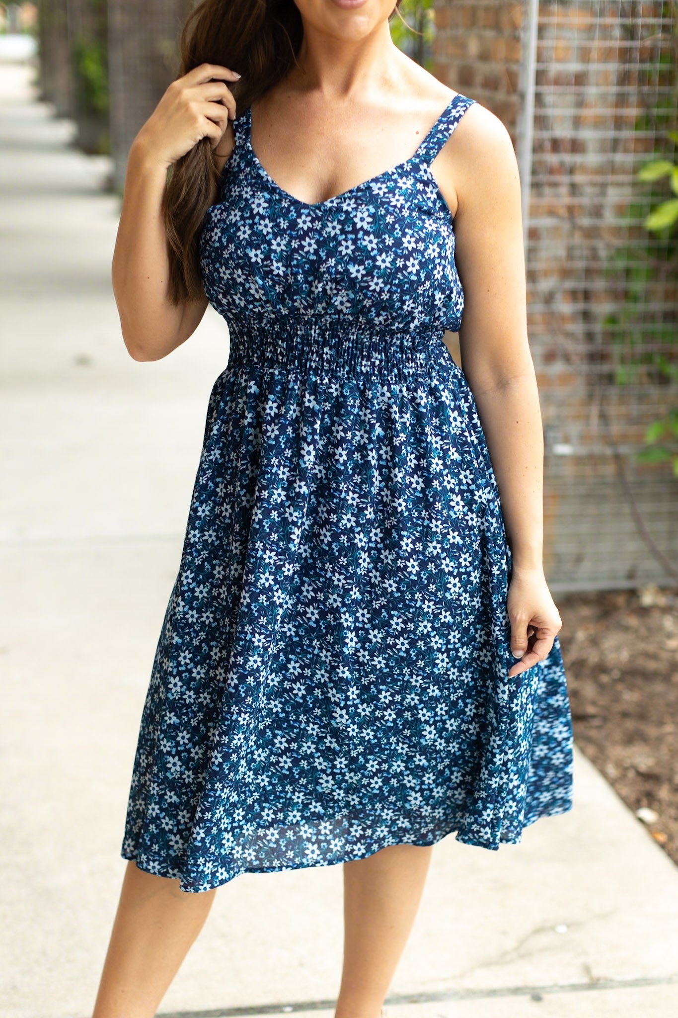 Cassidy Midi Dress - Blue Floral Mix | Summer Dress