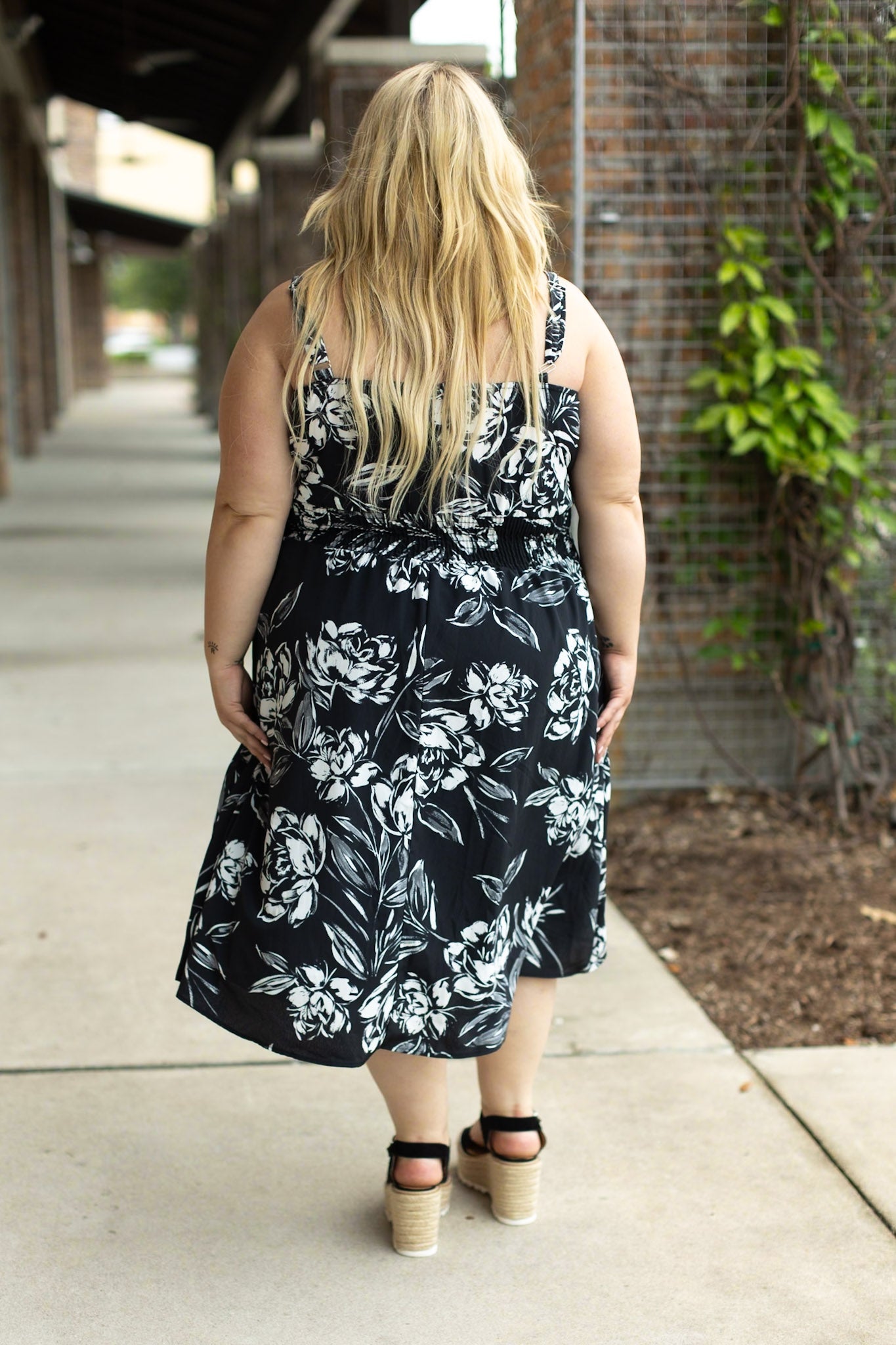 Cassidy Midi Dress - Black and White Floral | Summer Dress