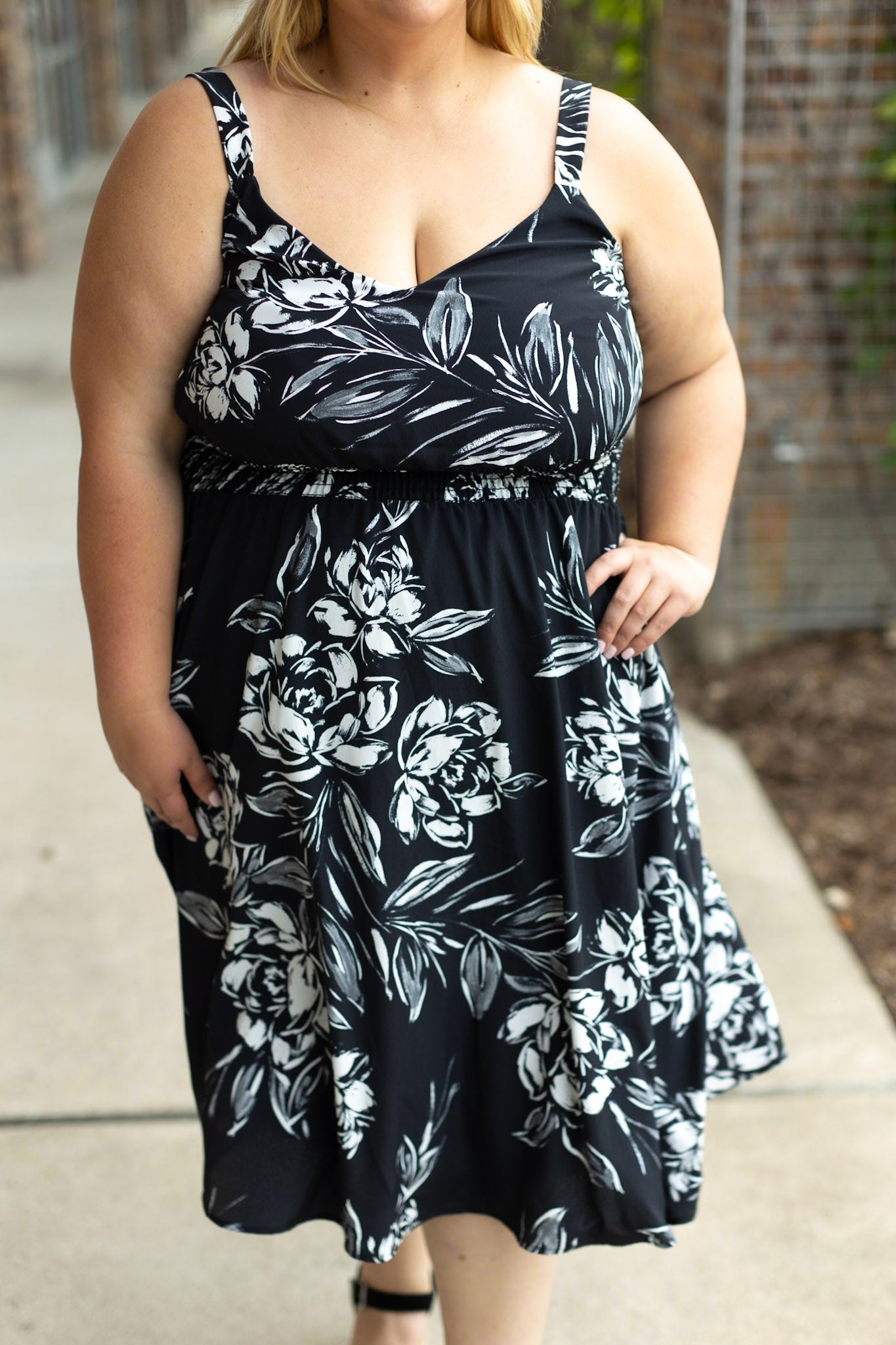 Cassidy Midi Dress - Black and White Floral | Summer Dress