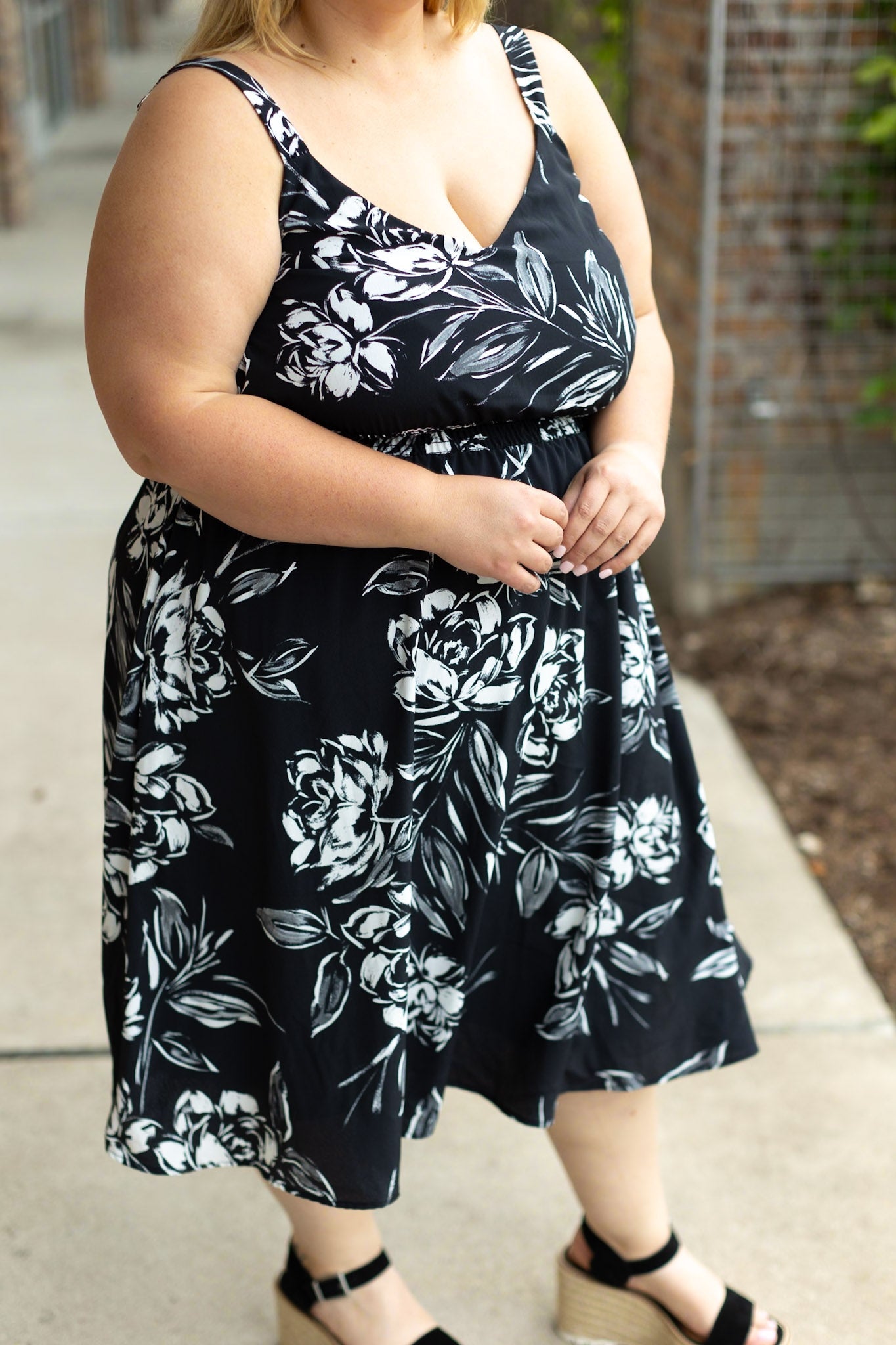 Cassidy Midi Dress - Black and White Floral | Summer Dress