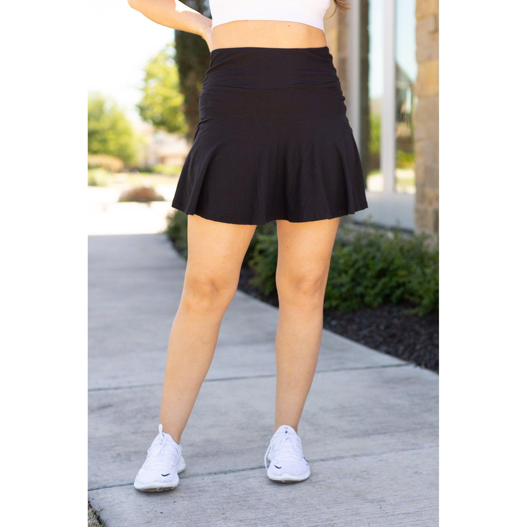 Julia Rose The Brielle black skort, Women wearing black skort with built-in shorts