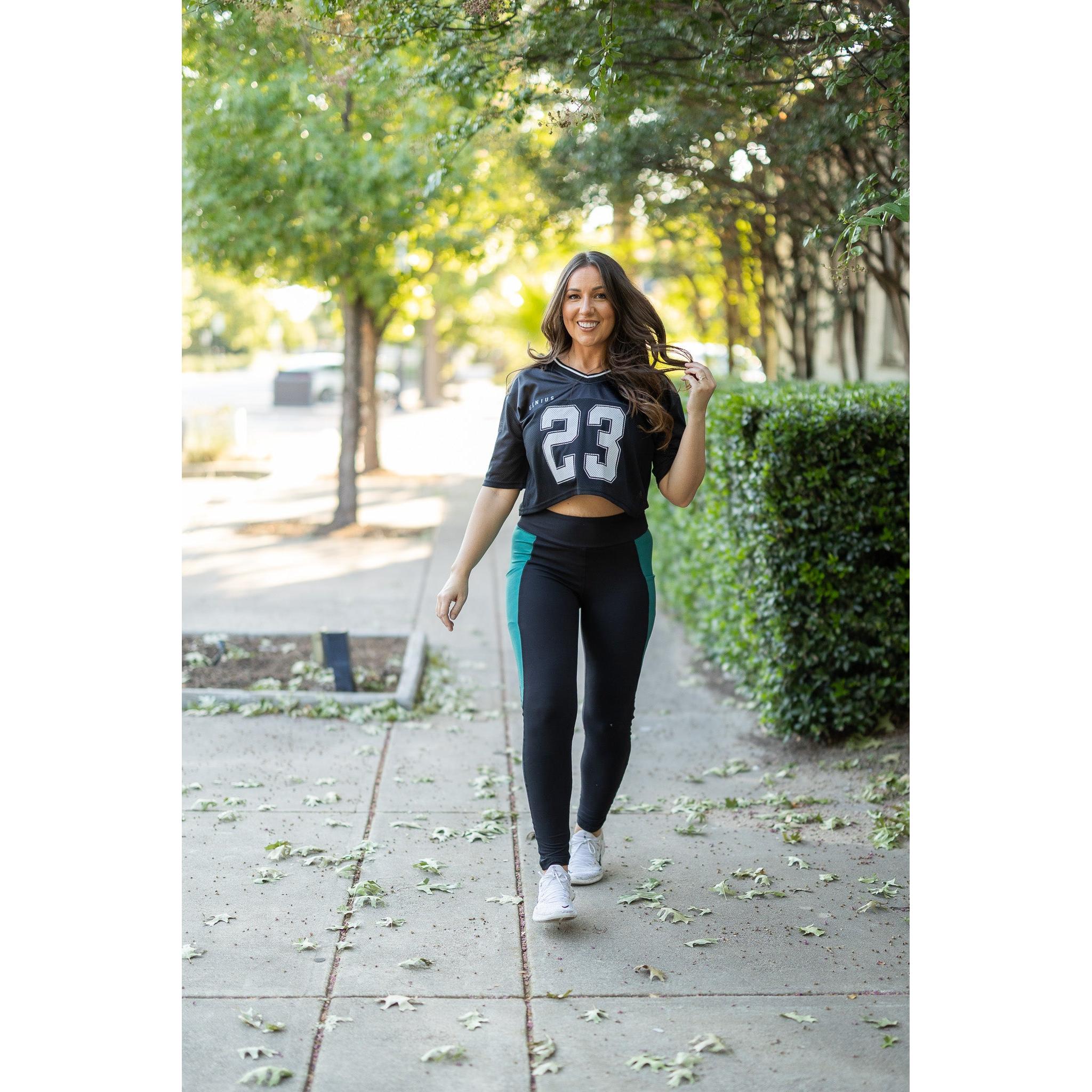 Ready to Ship | The Gracie- Green Panel Full Length Leggings