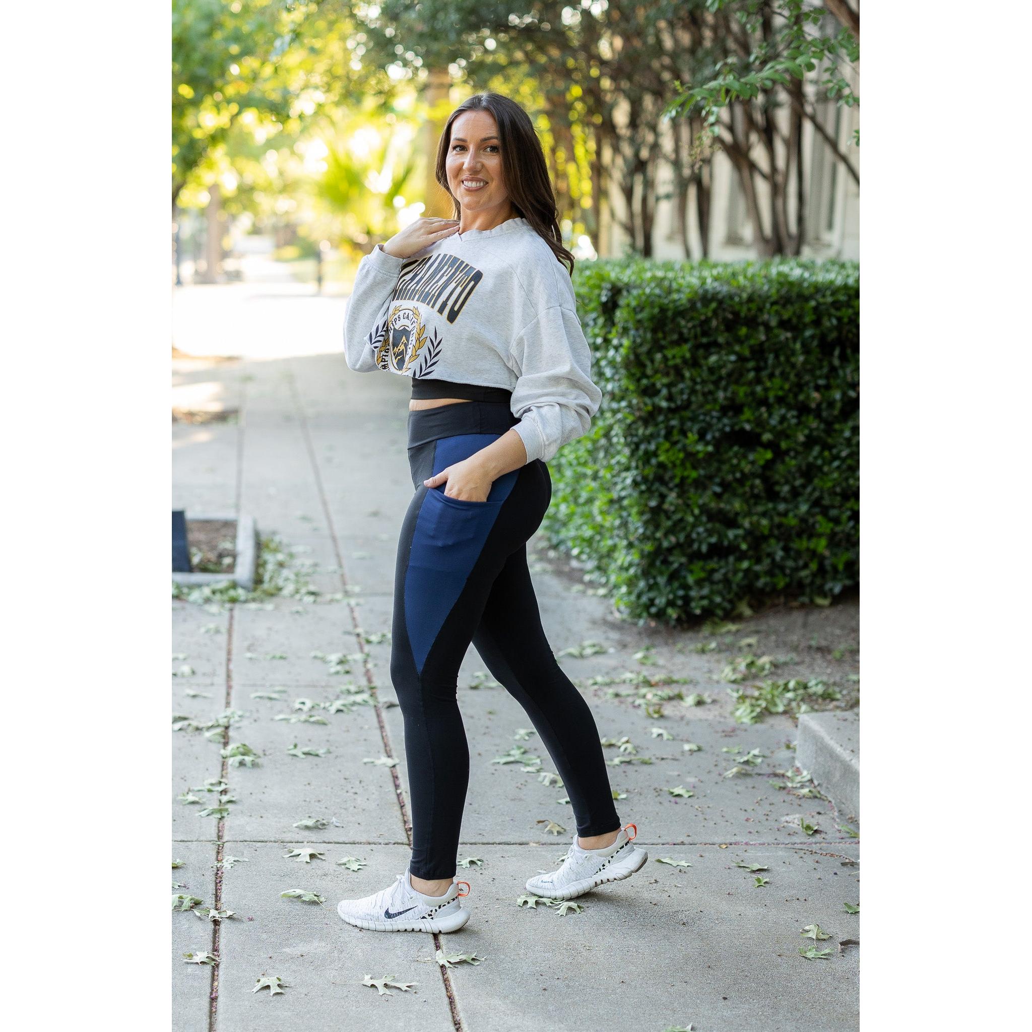 Ready to Ship | The Billie- Blue Panel Full Length Leggings