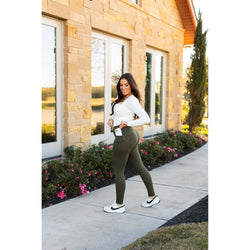 Ready to Ship|  The Oakley - Olive Green Full-Length Leggings WITH POCKETS