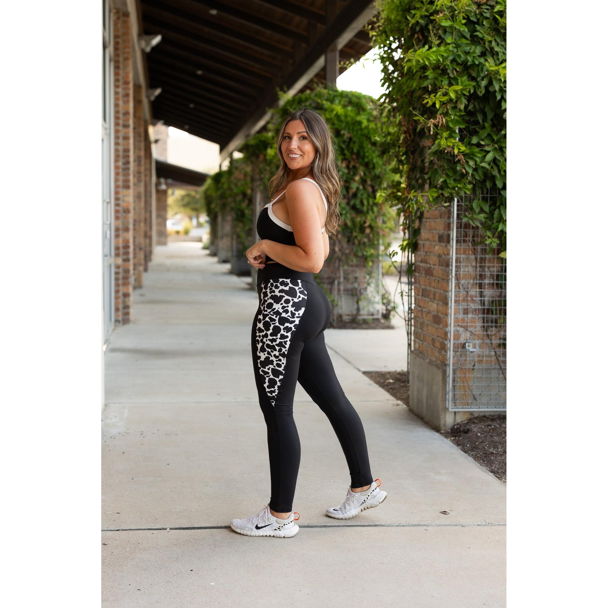 Ready to Ship | The Carolina - Cow Print Panel Leggings