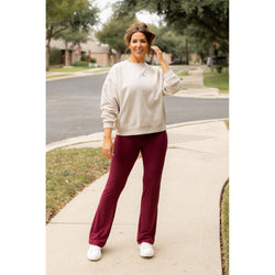 Ready to Ship  | The Maeve - 30"  MAROON Bootcut Leggings with Pockets - Round 2