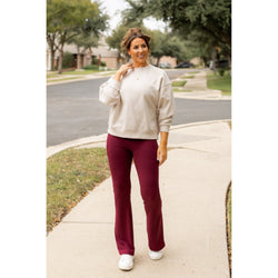 Ready to Ship  | The Maeve - 30"  MAROON Bootcut Leggings with Pockets - Round 2