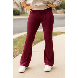 Ready to Ship  | The Maeve - 30"  MAROON Bootcut Leggings with Pockets*