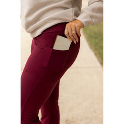 Ready to Ship  | The Maeve - 30"  MAROON Bootcut Leggings with Pockets - Round 2