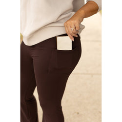 PreOrder | The Rhea - BROWN 30 Inch Bootcut Leggings with Pockets