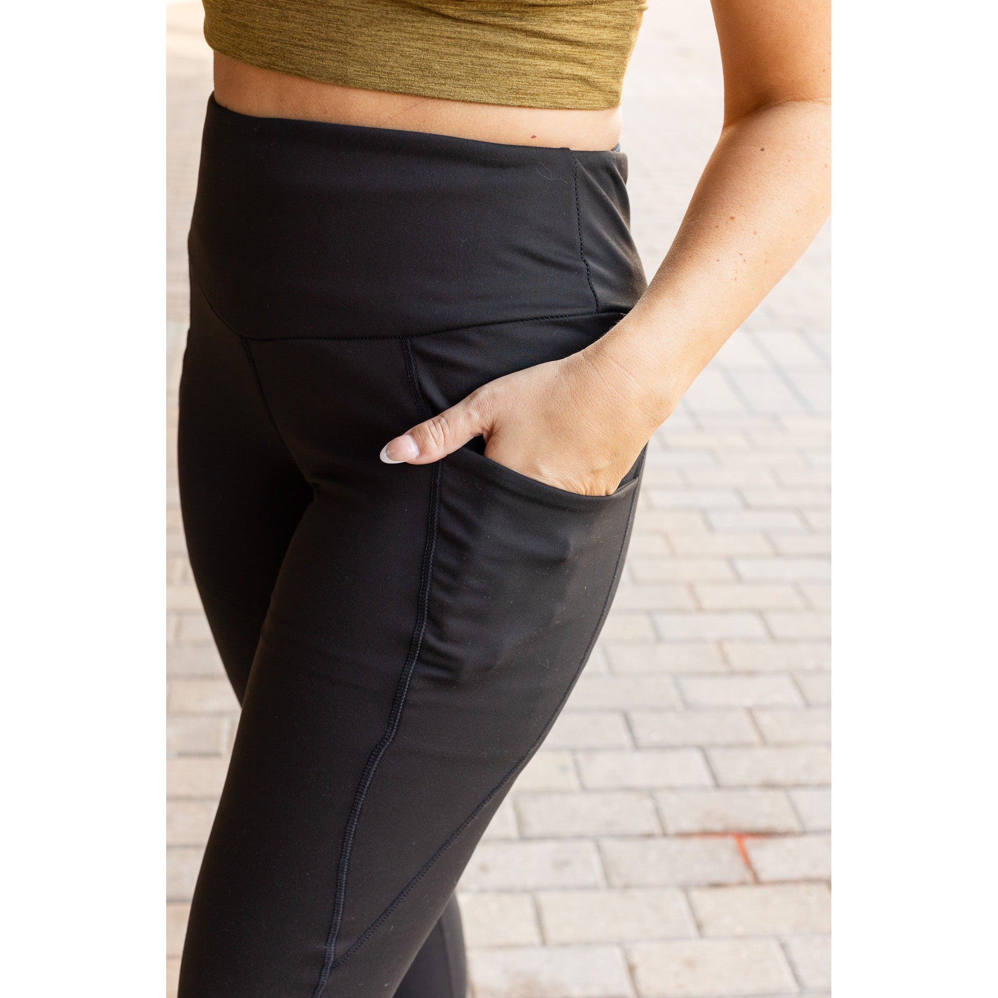 Ready to Ship | The Adriana - Tummy Control Full Length Leggings with Pockets