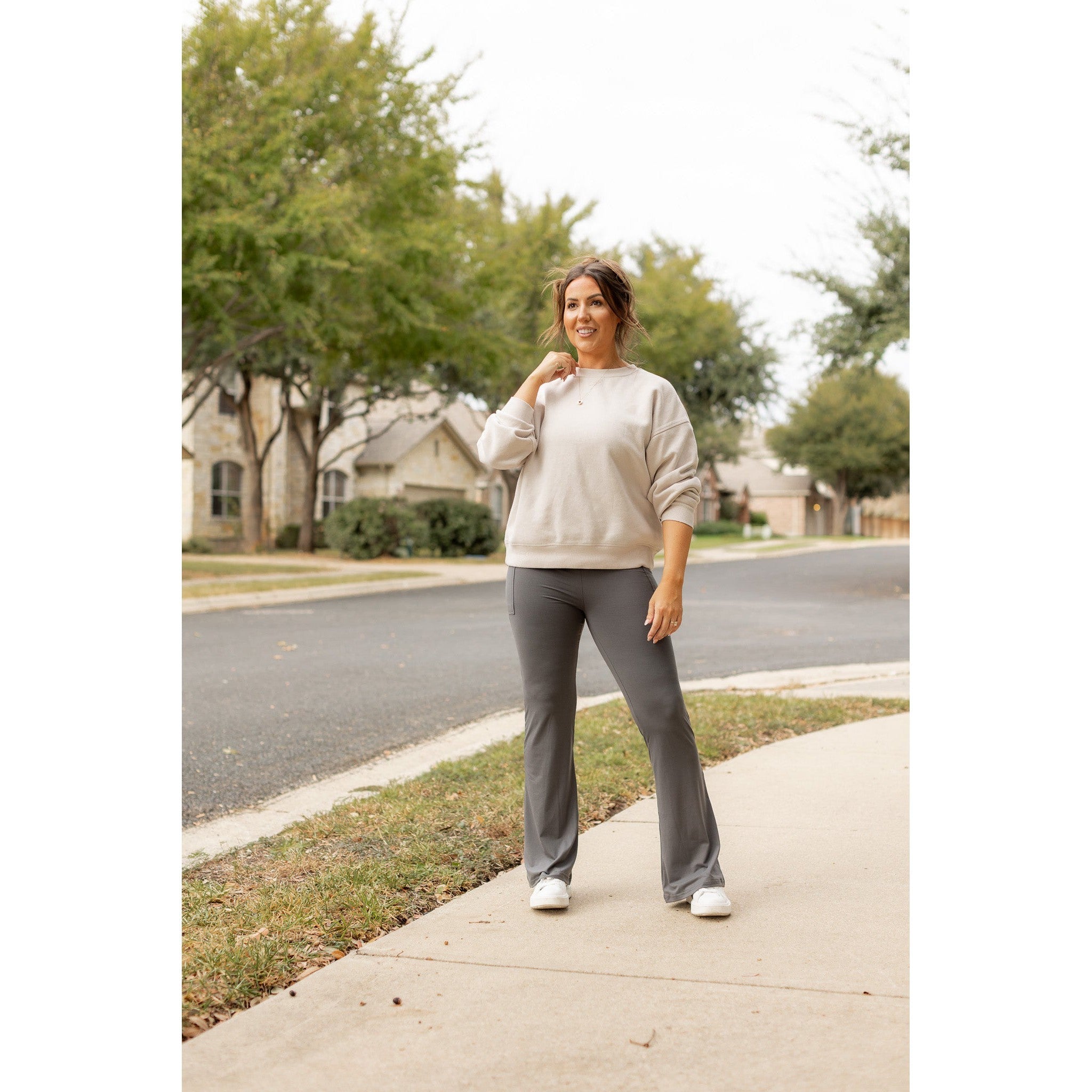 Ready to Ship | The Cassie - 30  CHARCOAL Bootcut Leggings with Pockets