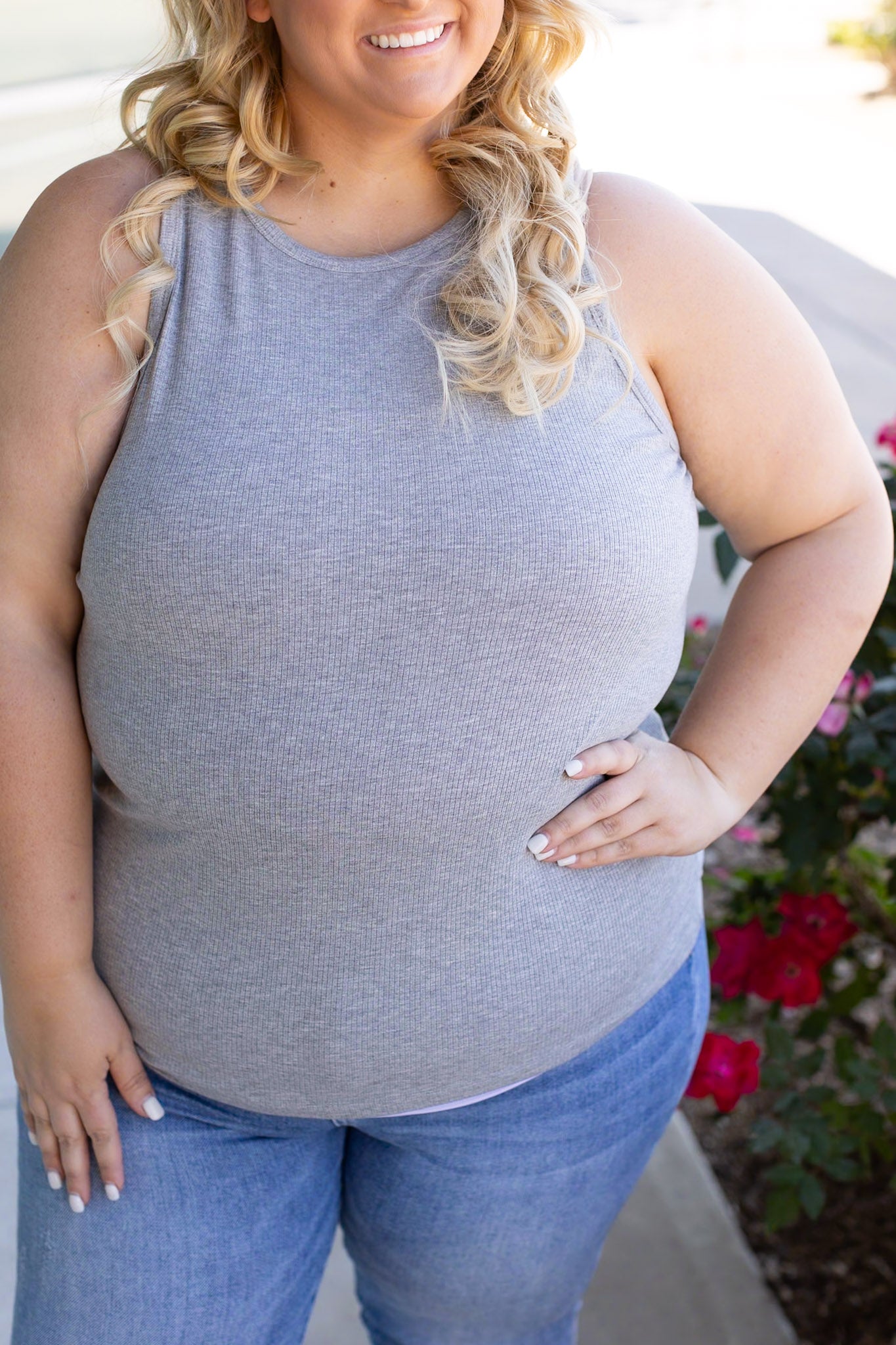 Tara Ribbed Tank - Grey | Women's Tank Top