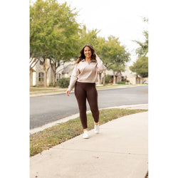 *Ready to Ship | The Belle - Brown FLEECE Full Length Leggings with Pockets*