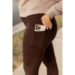 *Ready to Ship | The Belle - Brown FLEECE Full Length Leggings with Pockets*
