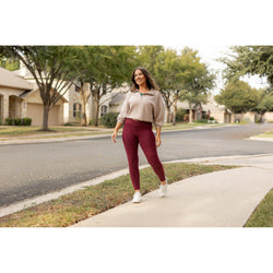 *Ready to Ship | The Molly - MAROON Crossover Full Length Leggings with Pockets  - Luxe Leggings by Julia Rose®