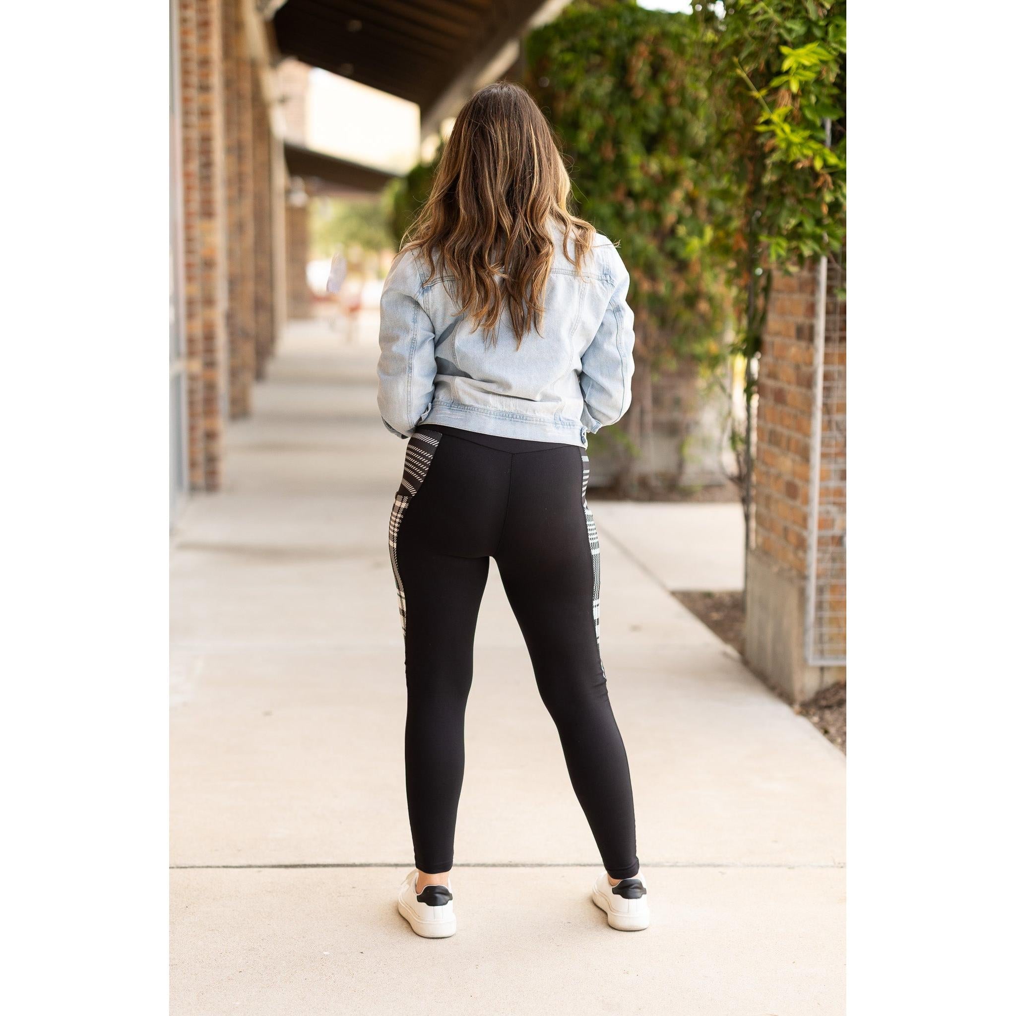 Ready to Ship | The Gabby - Black And White Plaid Panel Leggings