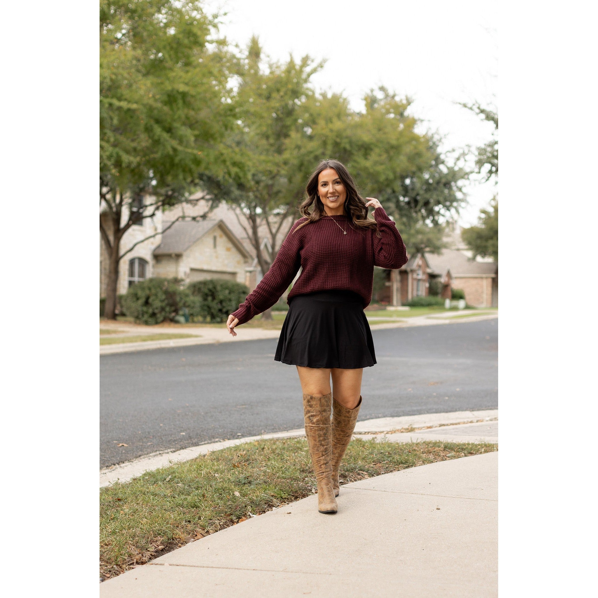 Julia Rose The Brielle black skort, Women wearing black skort with built-in shorts