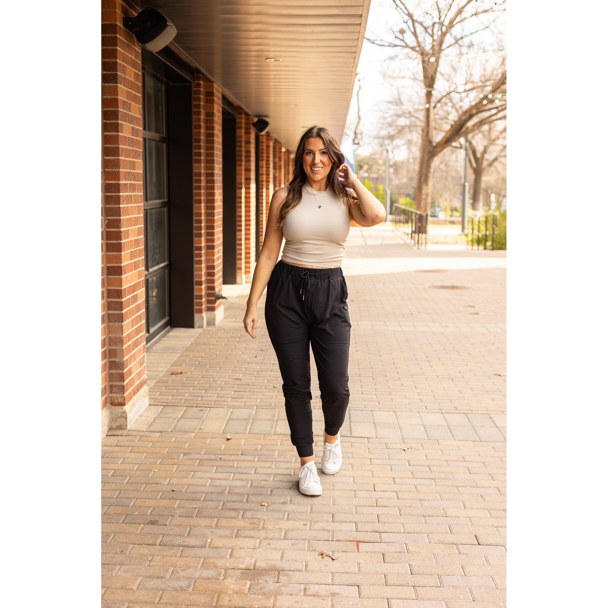 Julia Rose The Reagan black joggers, Women wearing black joggers Luxe Leggings by Julia Rose