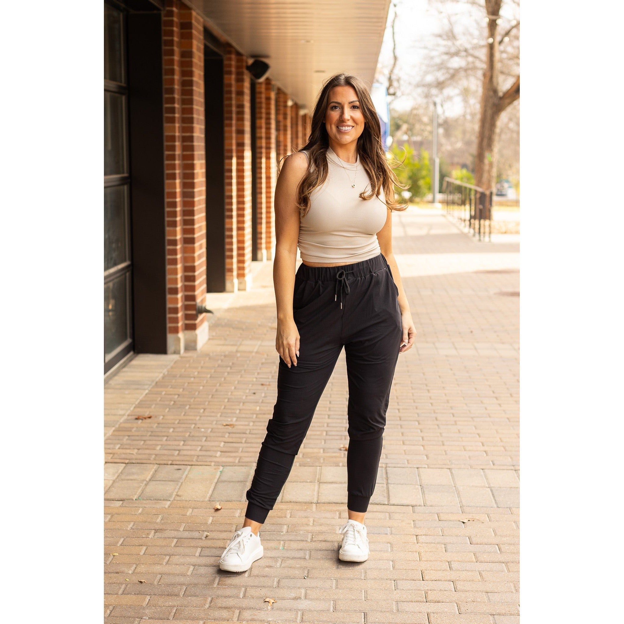 Julia Rose The Reagan black joggers, Women wearing black joggers Luxe Leggings by Julia Rose