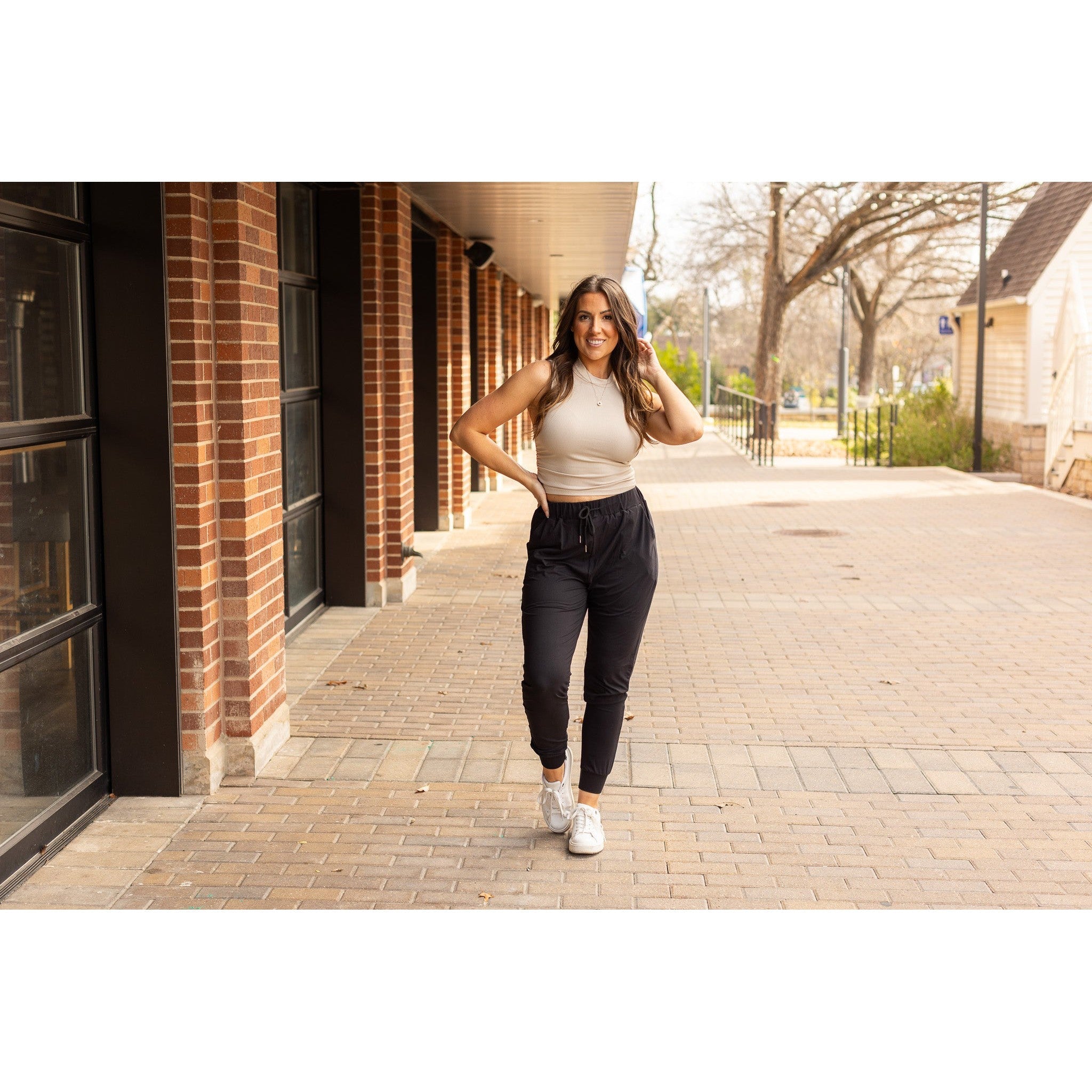 Julia Rose The Reagan black joggers, Women wearing black joggers Luxe Leggings by Julia Rose