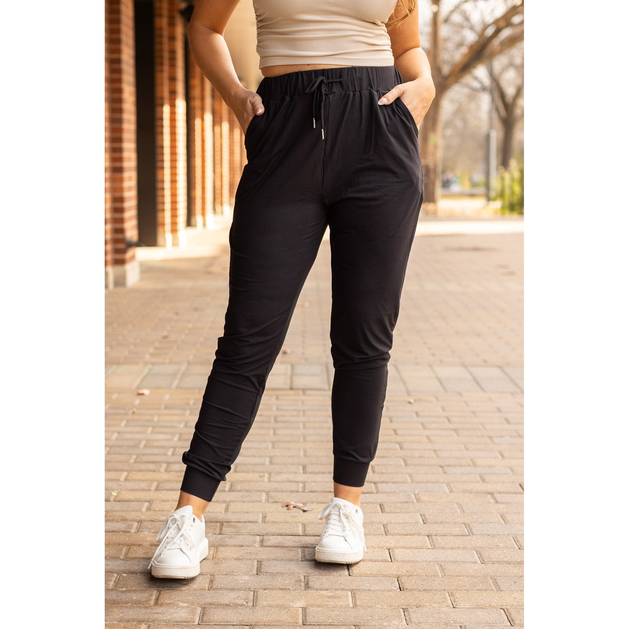 Julia Rose The Reagan black joggers, Women wearing black joggers Luxe Leggings by Julia Rose