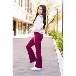 Ready to Ship  | The Maeve - 30"  MAROON Bootcut Leggings with Pockets - Round 2