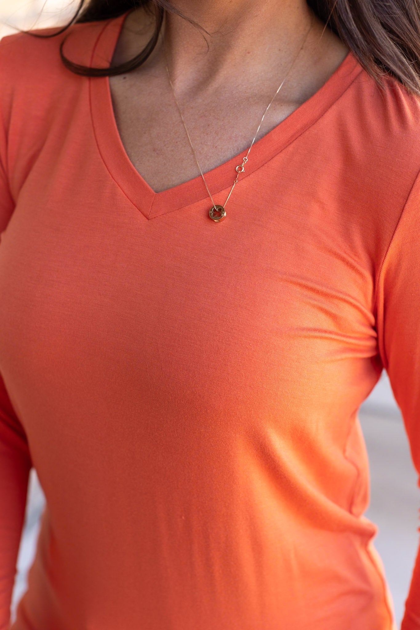 Larissa Long Sleeve - Pumpkin | Women's V-Neck Top