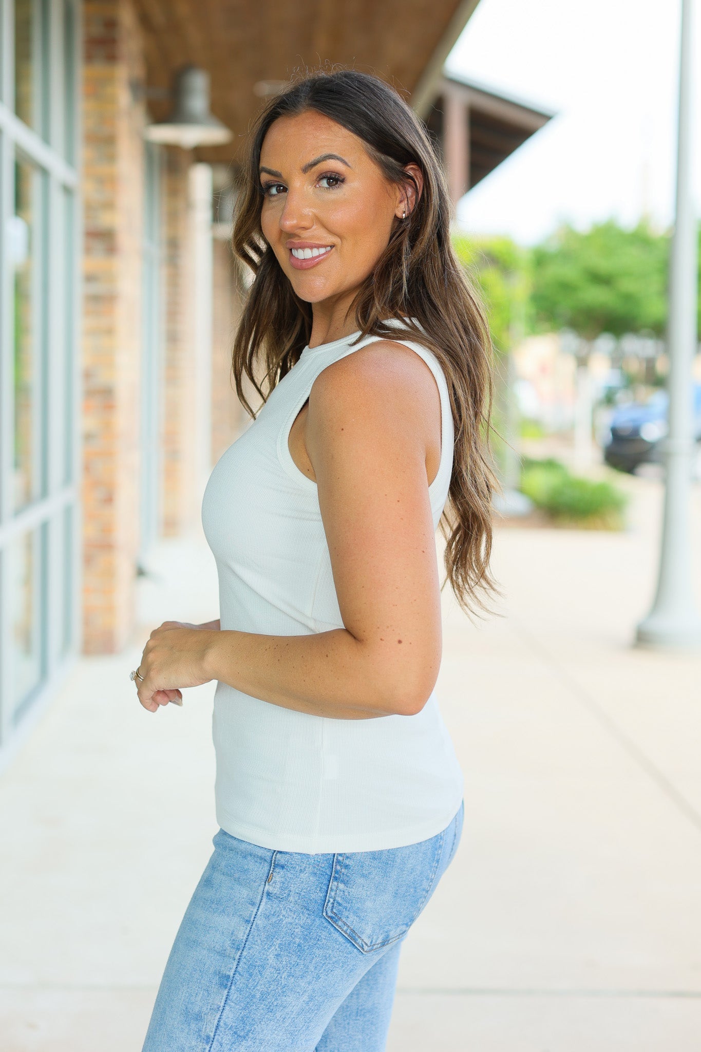 Tara Ribbed Tank - White | Women's Tank Top