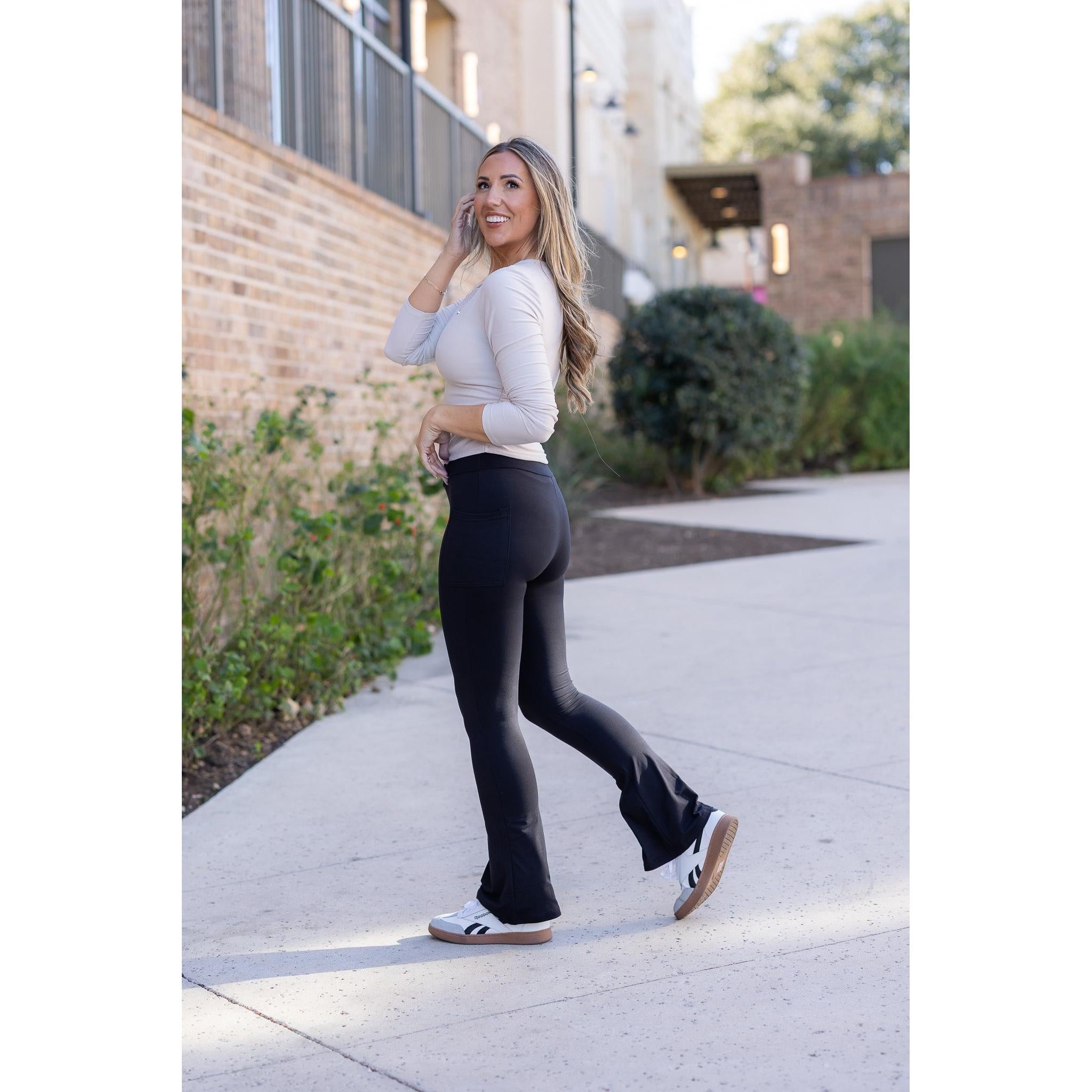 Julia Rose black flare leggings high-waisted and buttery soft