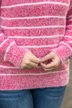 Cozy Striped Sweater - Red