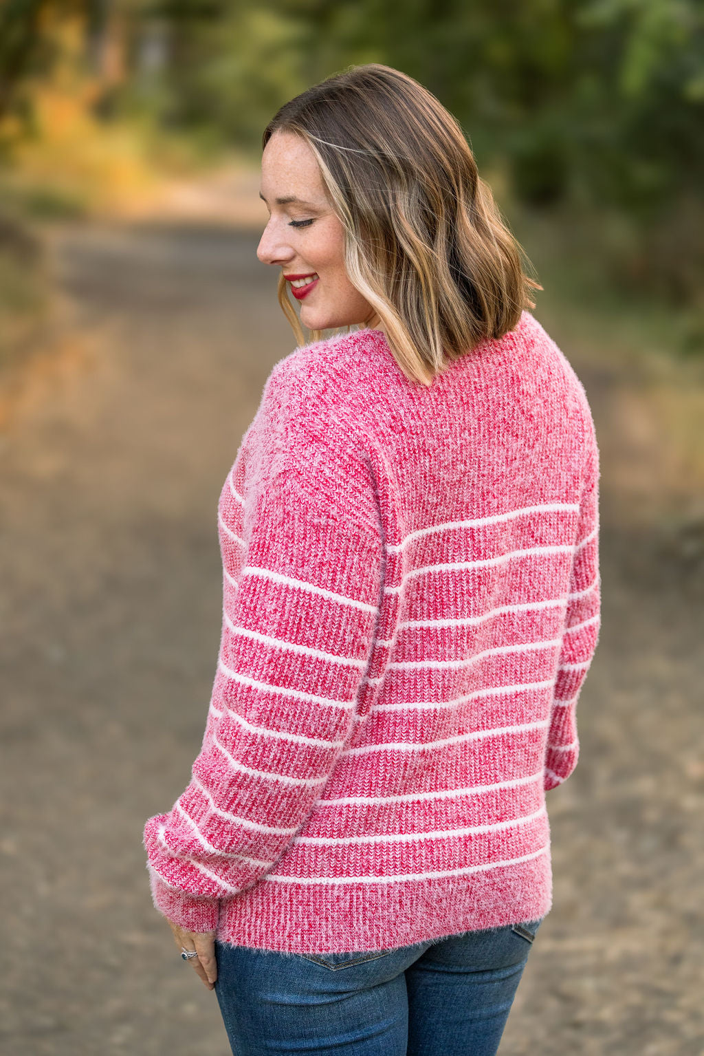 Cozy Striped Sweater - Red