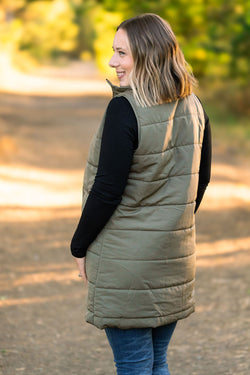 Harlow Long Vest - Olive