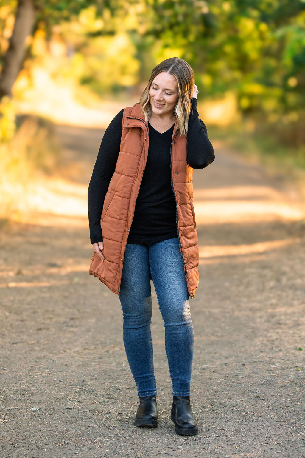 Harlow Long Vest - Cinnamon