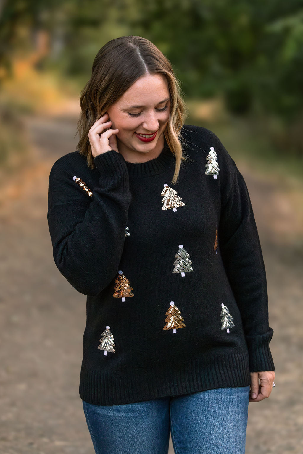 Holly Jolly Sweater - Gold + Silver Trees